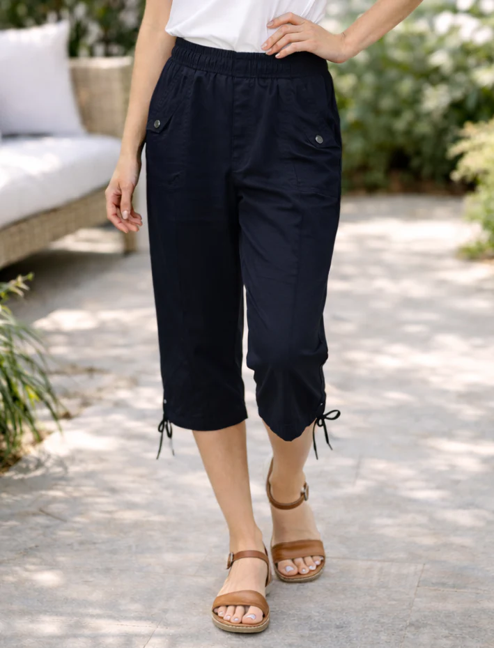 Drawstring Hem Everyday Cropped Pull-On Pants - Image 3